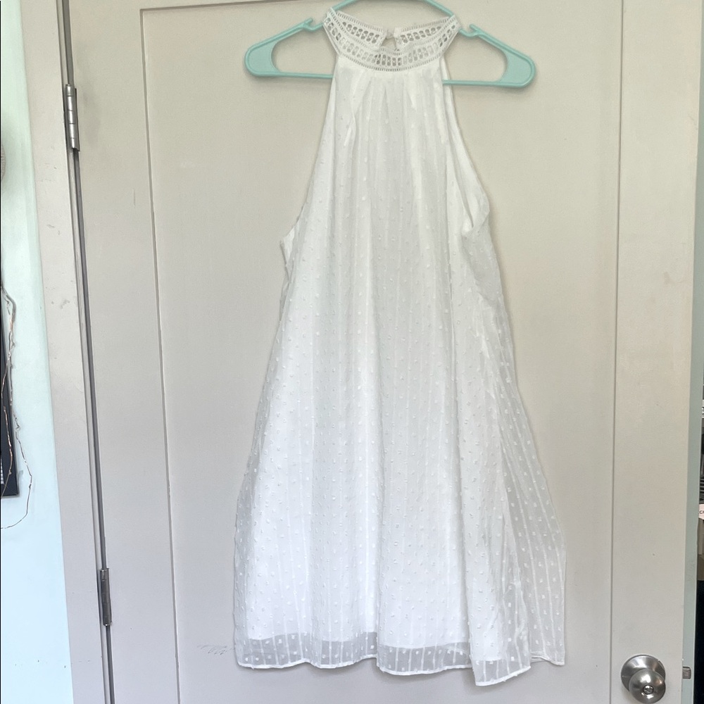 White Textured Halter Dress